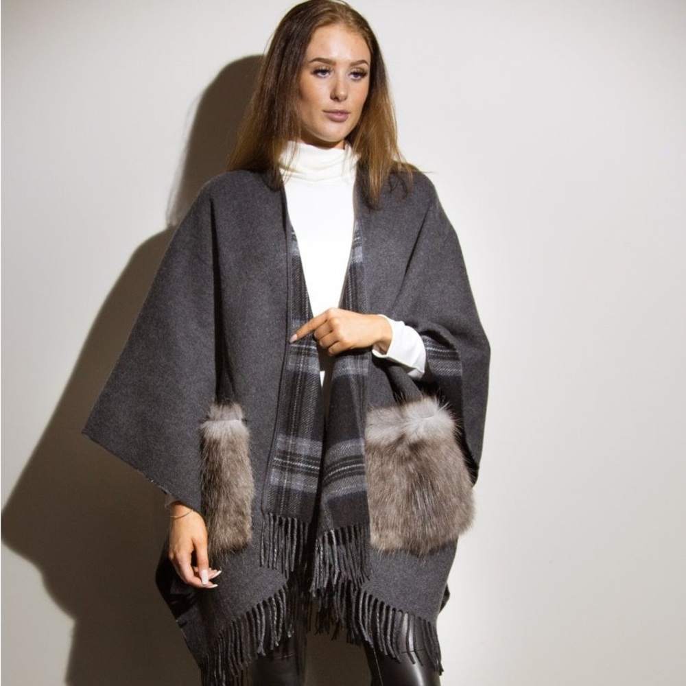 Weekend Max Mara Abissi fur pockets cape- poncho ❤️